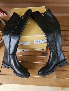 Michael Kors Black Over-the-Knee Lug-Sole Boots